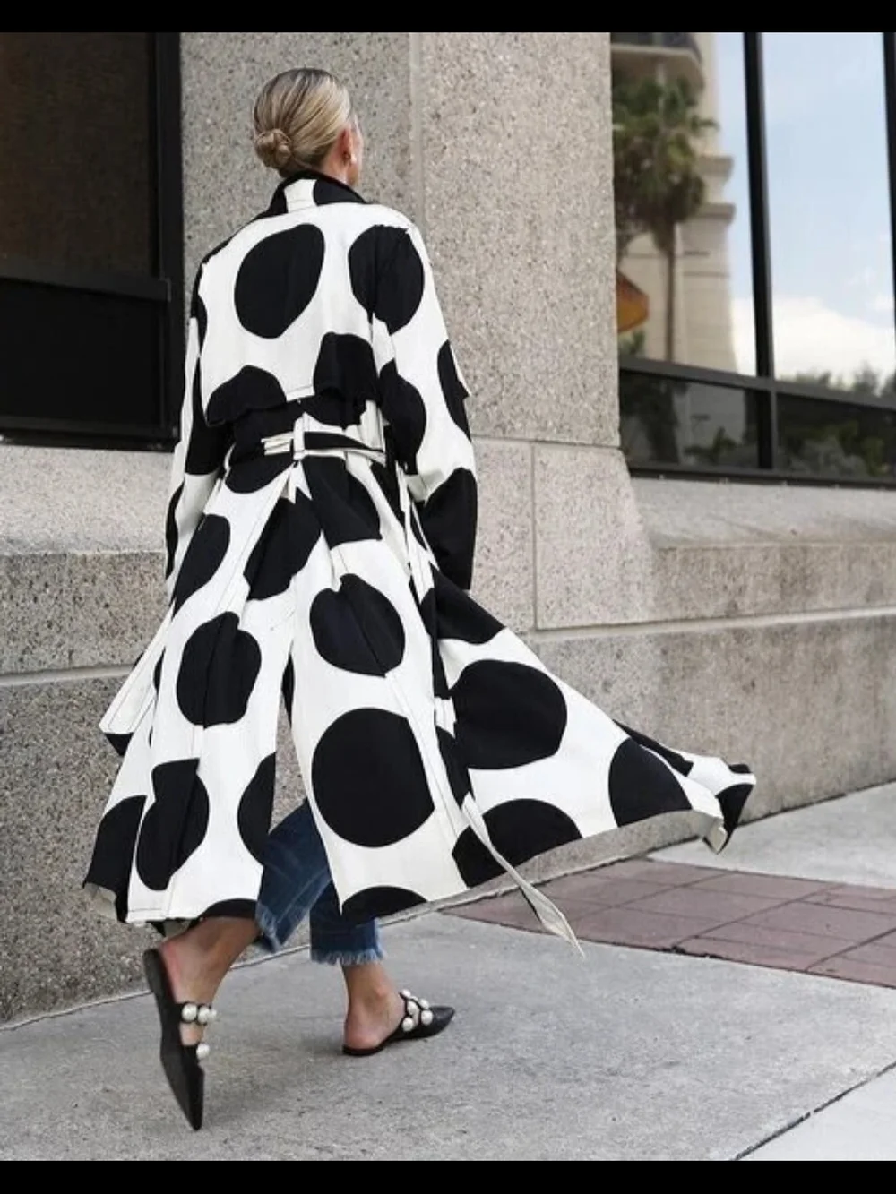Zara Studio Collection Black & White Polka Dot Trench Coat. Limited Edition.